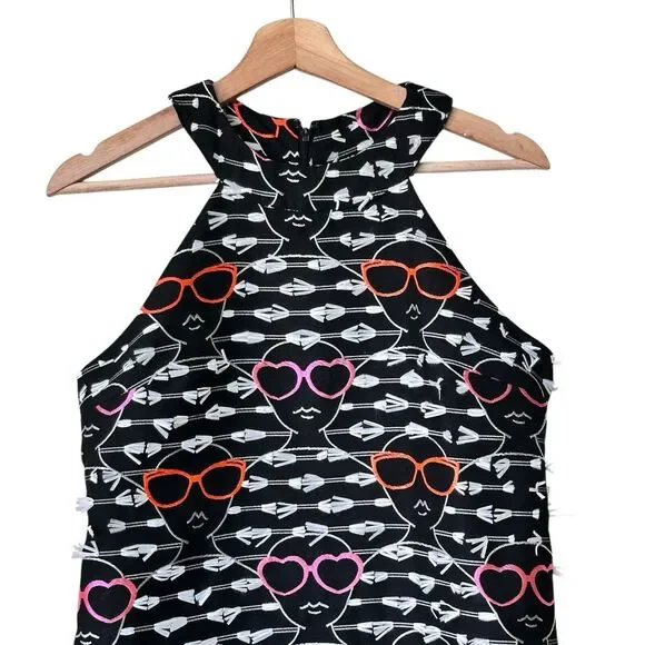 Anthropologie Hutch Sunglasses print artsy Shift halter art to wear Dress S - Picture 9 of 11